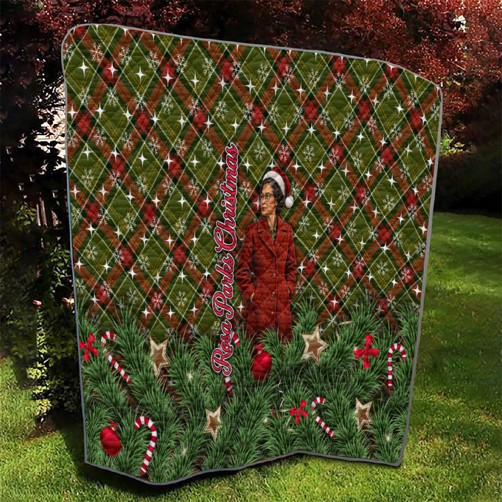 Rosa Parks Christmas Quilt Plaid Festive Stamp Vintage Civil Rights Legend