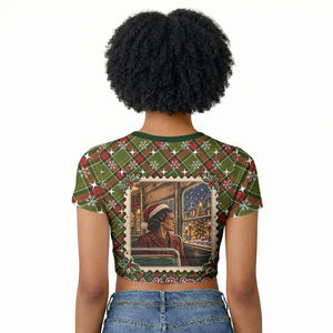 Rosa Parks Christmas Raglan Cropped T shirt Plaid Festive Stamp Vintage Civil Rights Legend