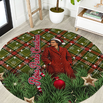 Rosa Parks Christmas Round Carpet Plaid Festive Stamp Vintage Civil Rights Legend