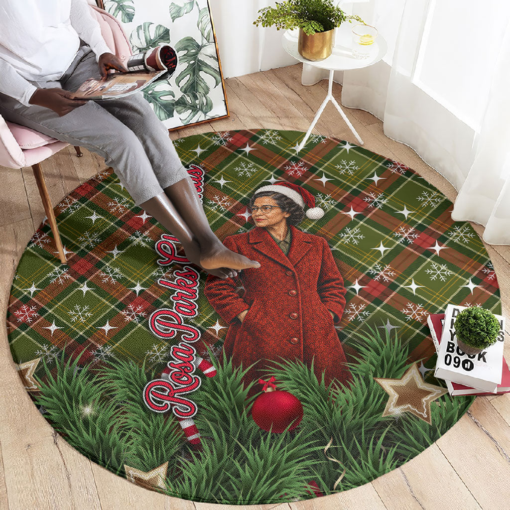 Rosa Parks Christmas Round Carpet Plaid Festive Stamp Vintage Civil Rights Legend