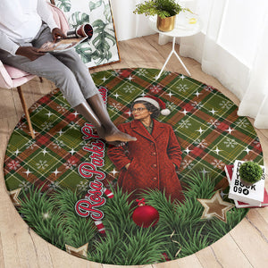 Rosa Parks Christmas Round Carpet Plaid Festive Stamp Vintage Civil Rights Legend