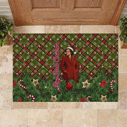 Rosa Parks Christmas Rubber Doormat Plaid Festive Stamp Vintage Civil Rights Legend