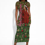 Rosa Parks Christmas Short Sleeve Bodycon Dress Plaid Festive Stamp Vintage Civil Rights Legend