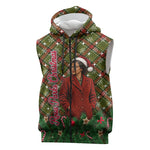 Rosa Parks Christmas Sleeveless Zip Hoodie Plaid Festive Stamp Vintage Civil Rights Legend