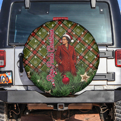 Rosa Parks Christmas Spare Tire Cover Plaid Festive Stamp Vintage Civil Rights Legend
