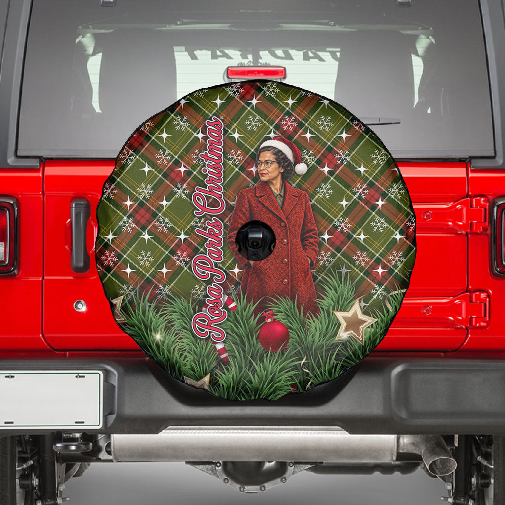 Rosa Parks Christmas Spare Tire Cover Plaid Festive Stamp Vintage Civil Rights Legend