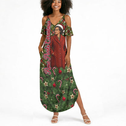 Rosa Parks Christmas Summer Maxi Dress Plaid Festive Stamp Vintage Civil Rights Legend