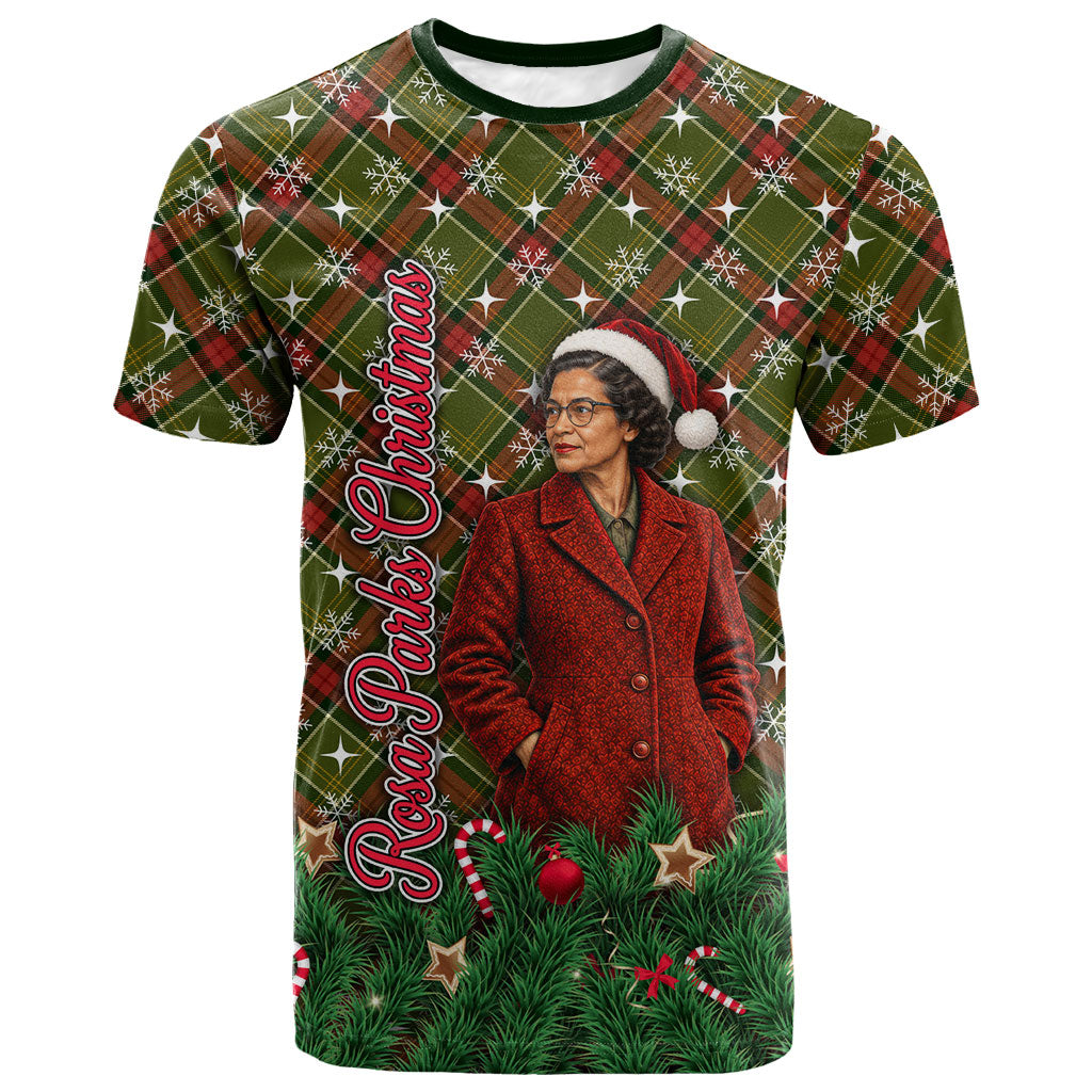 Rosa Parks Christmas T shirt Plaid Festive Stamp Vintage Civil Rights Legend