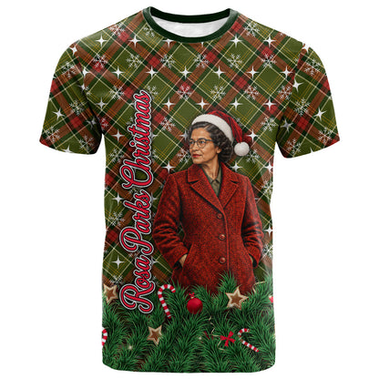 Rosa Parks Christmas T shirt Plaid Festive Stamp Vintage Civil Rights Legend