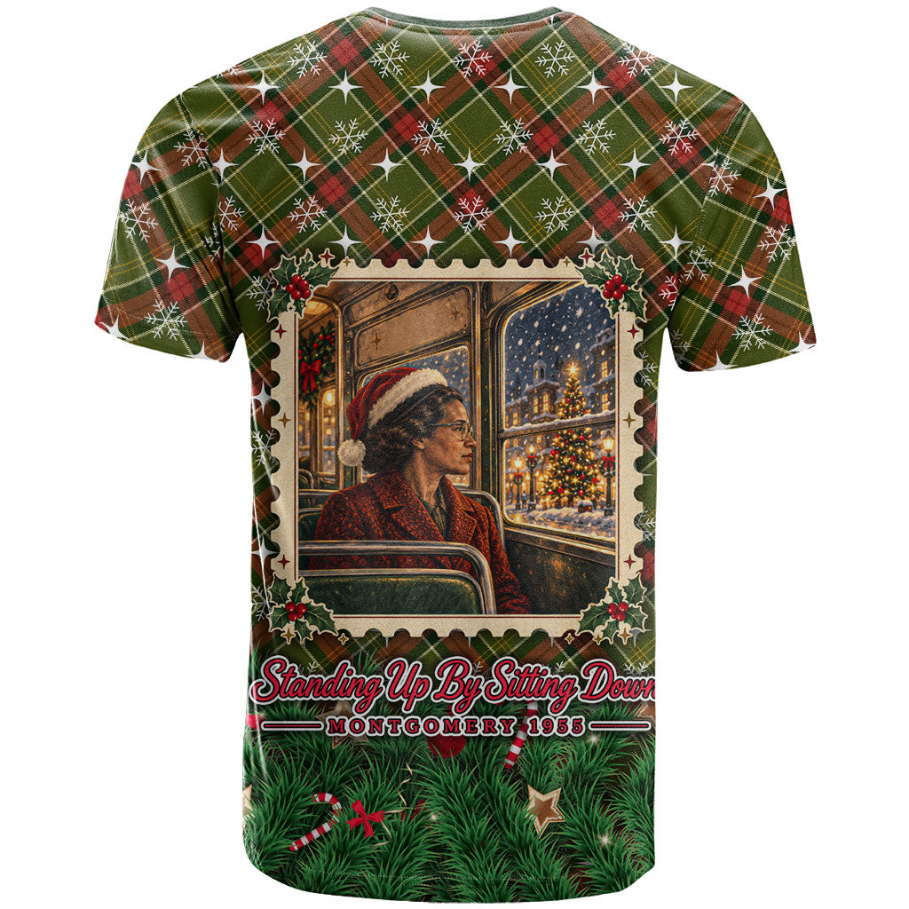 Rosa Parks Christmas T shirt Plaid Festive Stamp Vintage Civil Rights Legend