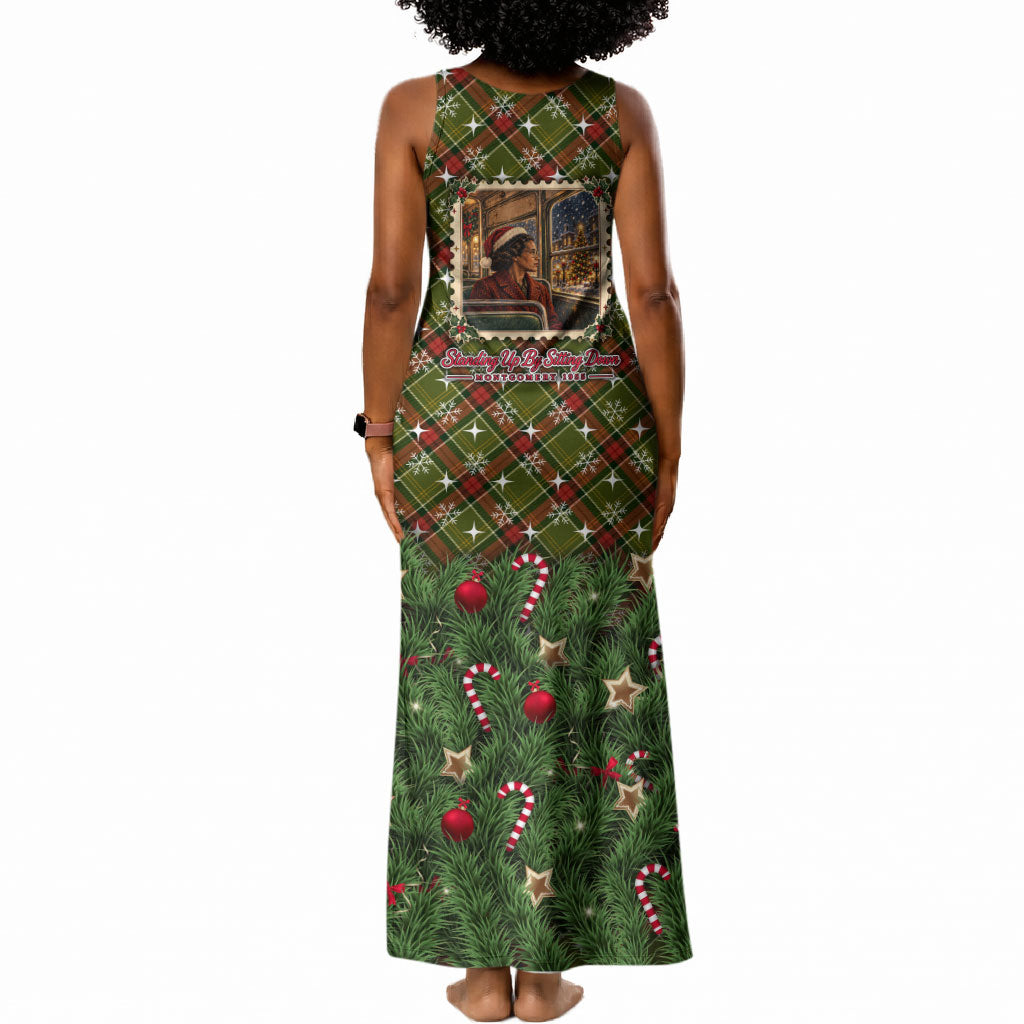 Rosa Parks Christmas Tank Maxi Dress Plaid Festive Stamp Vintage Civil Rights Legend