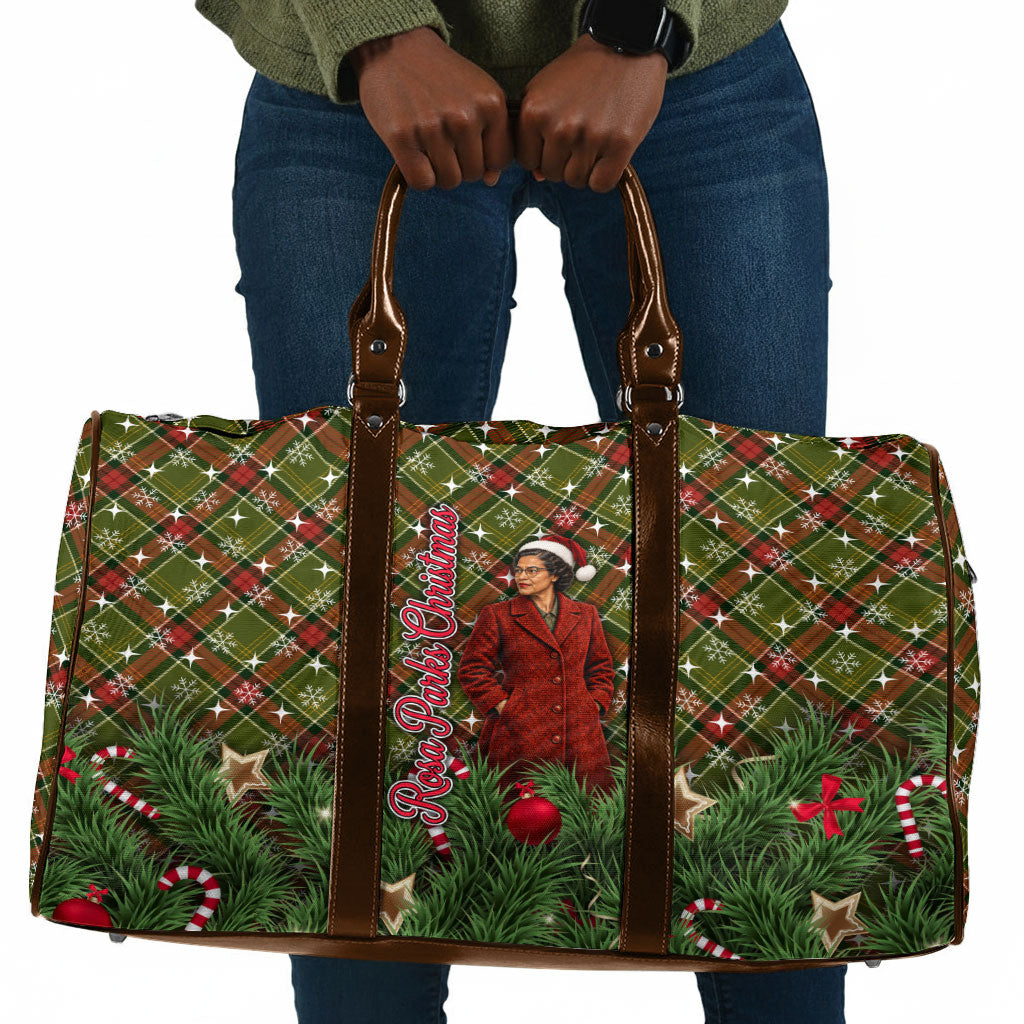 Rosa Parks Christmas Travel Bag Plaid Festive Stamp Vintage Civil Rights Legend