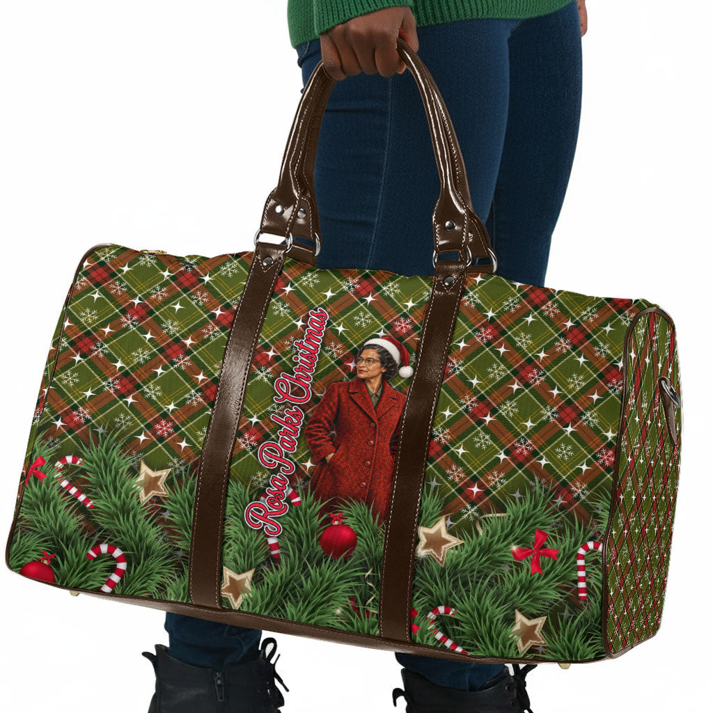 Rosa Parks Christmas Travel Bag Plaid Festive Stamp Vintage Civil Rights Legend