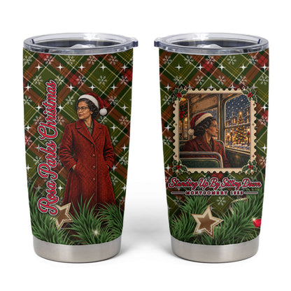 Rosa Parks Christmas Tumbler Cup Plaid Festive Stamp Vintage Civil Rights Legend