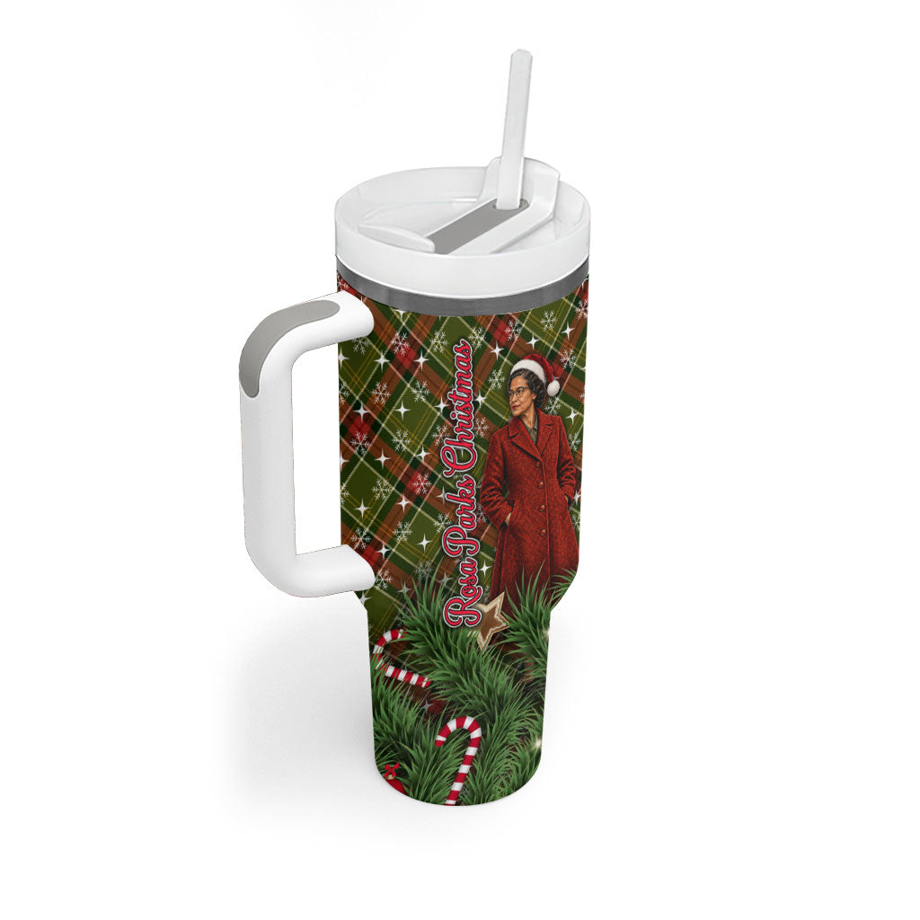 Rosa Parks Christmas Tumbler With Handle Plaid Festive Stamp Vintage Civil Rights Legend