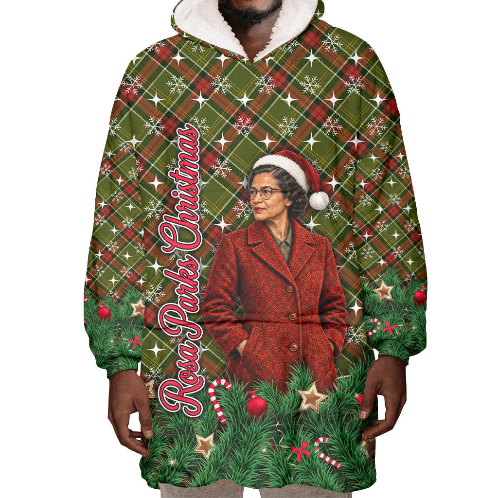 Rosa Parks Christmas Wearable Blanket Hoodie Plaid Festive Stamp Vintage Civil Rights Legend