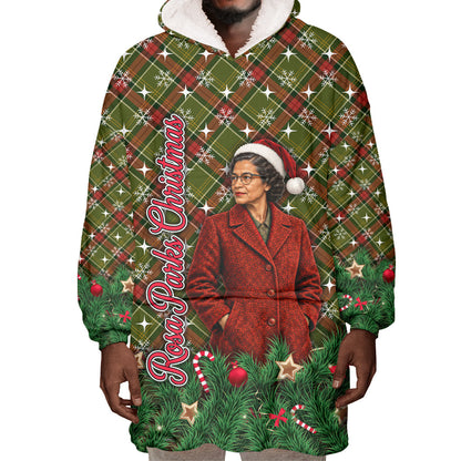Rosa Parks Christmas Wearable Blanket Hoodie Plaid Festive Stamp Vintage Civil Rights Legend