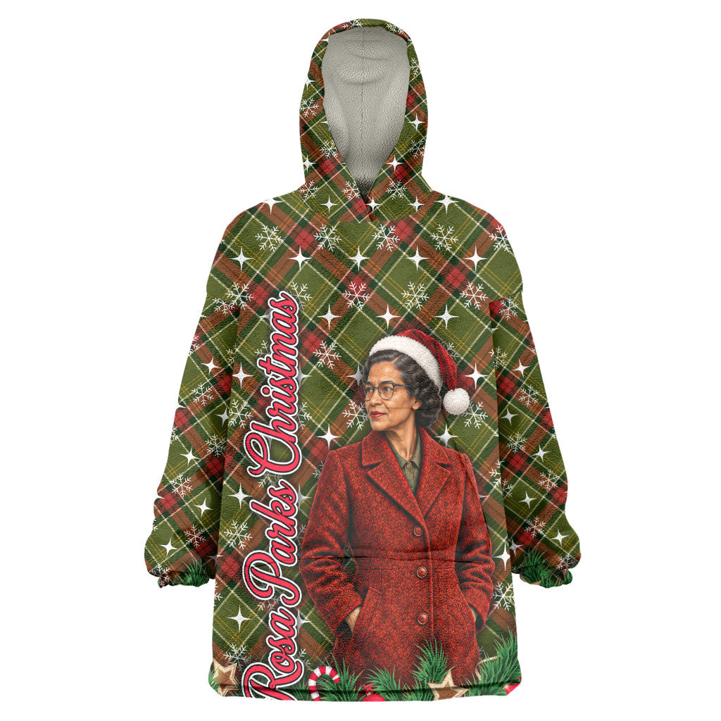 Rosa Parks Christmas Wearable Blanket Hoodie Plaid Festive Stamp Vintage Civil Rights Legend