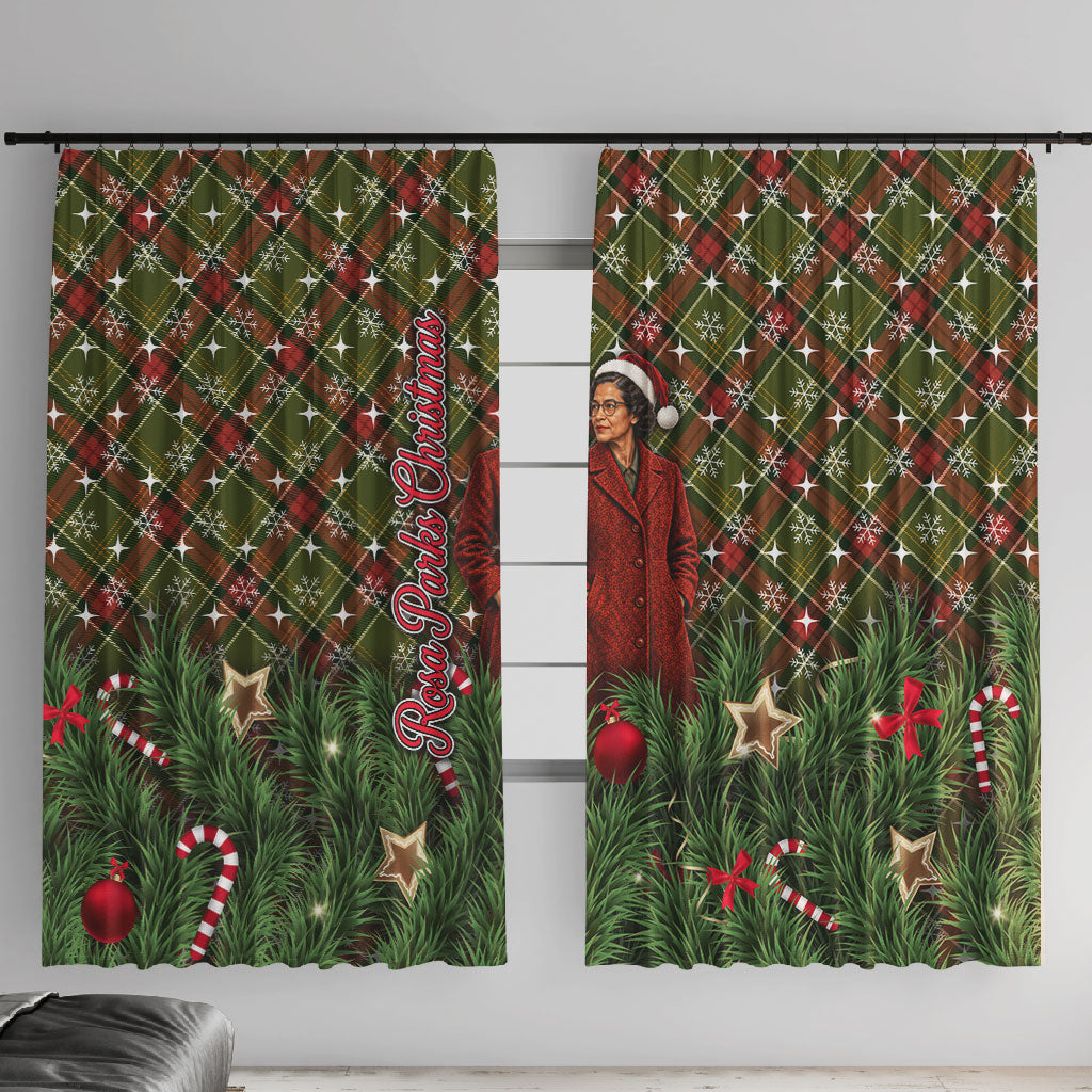 Rosa Parks Christmas Window Curtain Plaid Festive Stamp Vintage Civil Rights Legend