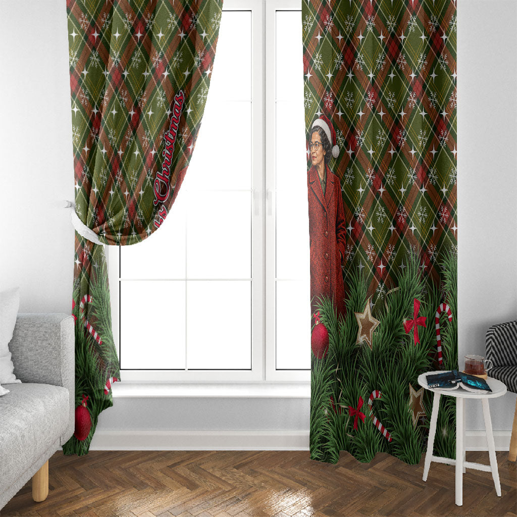 Rosa Parks Christmas Window Curtain Plaid Festive Stamp Vintage Civil Rights Legend