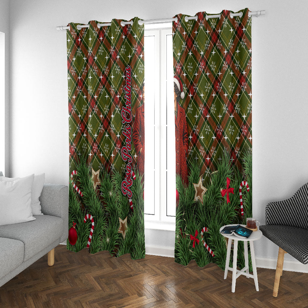 Rosa Parks Christmas Window Curtain Plaid Festive Stamp Vintage Civil Rights Legend