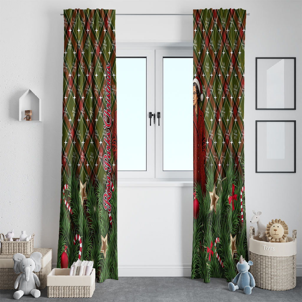 Rosa Parks Christmas Window Curtain Plaid Festive Stamp Vintage Civil Rights Legend