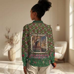 Rosa Parks Christmas Women Casual Shirt Plaid Festive Stamp Vintage Civil Rights Legend