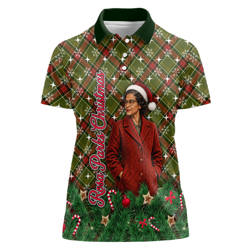 Rosa Parks Christmas Women Polo Shirt Plaid Festive Stamp Vintage Civil Rights Legend