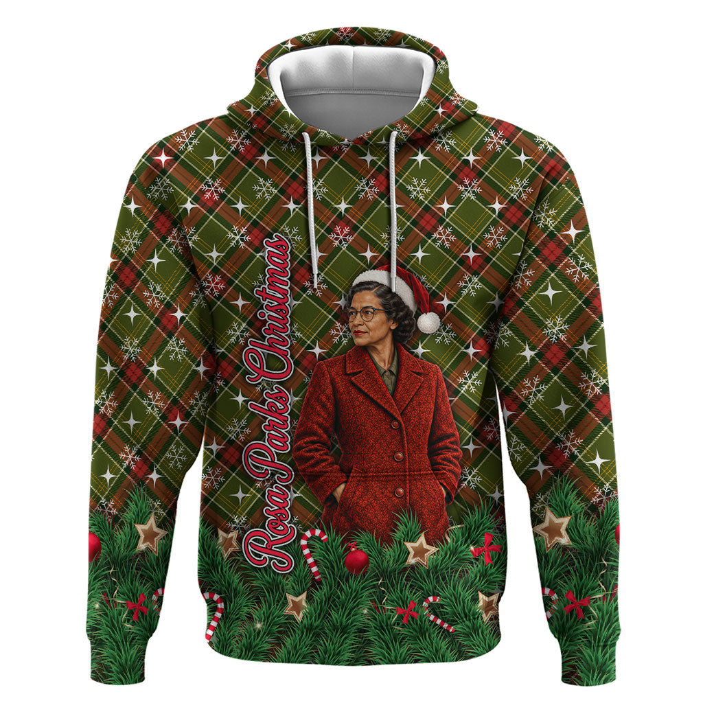 Rosa Parks Christmas Zip Hoodie Plaid Festive Stamp Vintage Civil Rights Legend