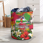 Central African Republic Day Laundry Basket Elephant Colorful Paint Splatter Map Tropical Flowers