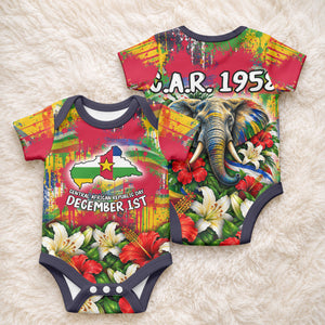 Central African Republic Day Baby Onesie Elephant Colorful Paint Splatter Map Tropical Flowers