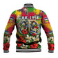 Central African Republic Day Baseball Jacket Elephant Colorful Paint Splatter Map Tropical Flowers