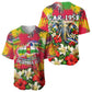 Central African Republic Day Baseball Jersey Elephant Colorful Paint Splatter Map Tropical Flowers