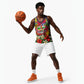 Central African Republic Day Basketball Jersey Elephant Colorful Paint Splatter Map Tropical Flowers