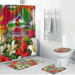 Central African Republic Day Bathroom Set Elephant Colorful Paint Splatter Map Tropical Flowers