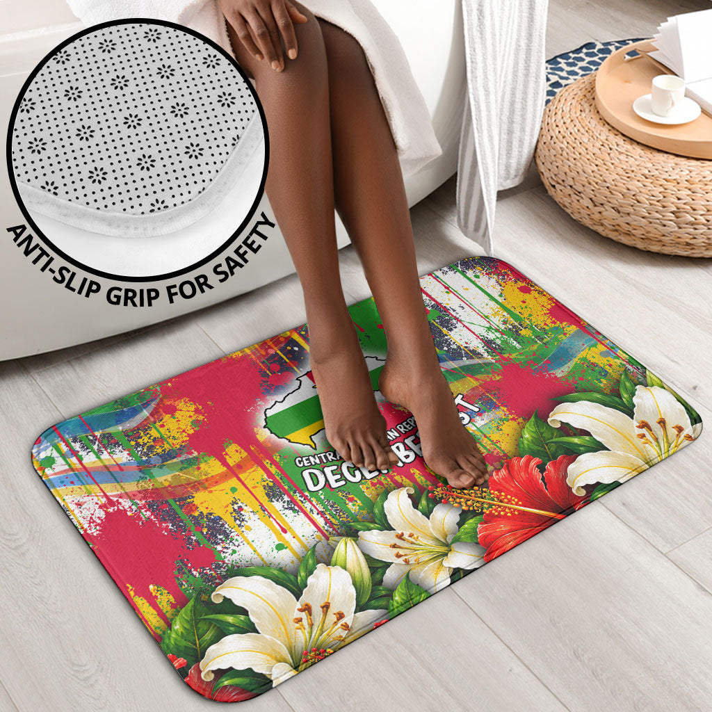 Central African Republic Day Bathroom Set Elephant Colorful Paint Splatter Map Tropical Flowers