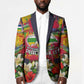 Central African Republic Day Blazer Elephant Colorful Paint Splatter Map Tropical Flowers
