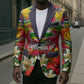 Central African Republic Day Blazer Elephant Colorful Paint Splatter Map Tropical Flowers
