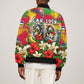 Central African Republic Day Bomber Jacket Elephant Colorful Paint Splatter Map Tropical Flowers