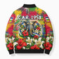 Central African Republic Day Bomber Puffer Jacket Elephant Colorful Paint Splatter Map Tropical Flowers