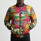 Central African Republic Day Bomber Puffer Jacket Elephant Colorful Paint Splatter Map Tropical Flowers