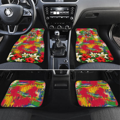 Central African Republic Day Car Mats Elephant Colorful Paint Splatter Map Tropical Flowers