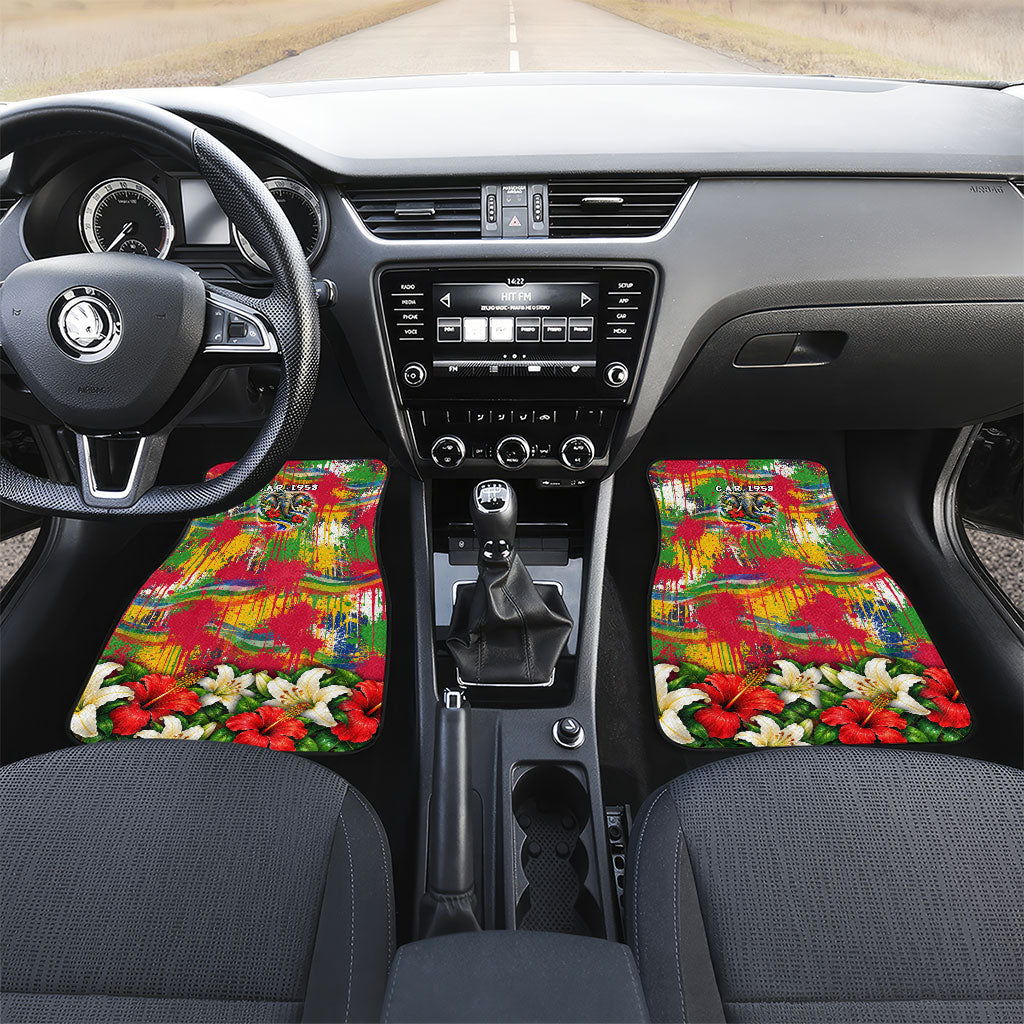 Central African Republic Day Car Mats Elephant Colorful Paint Splatter Map Tropical Flowers