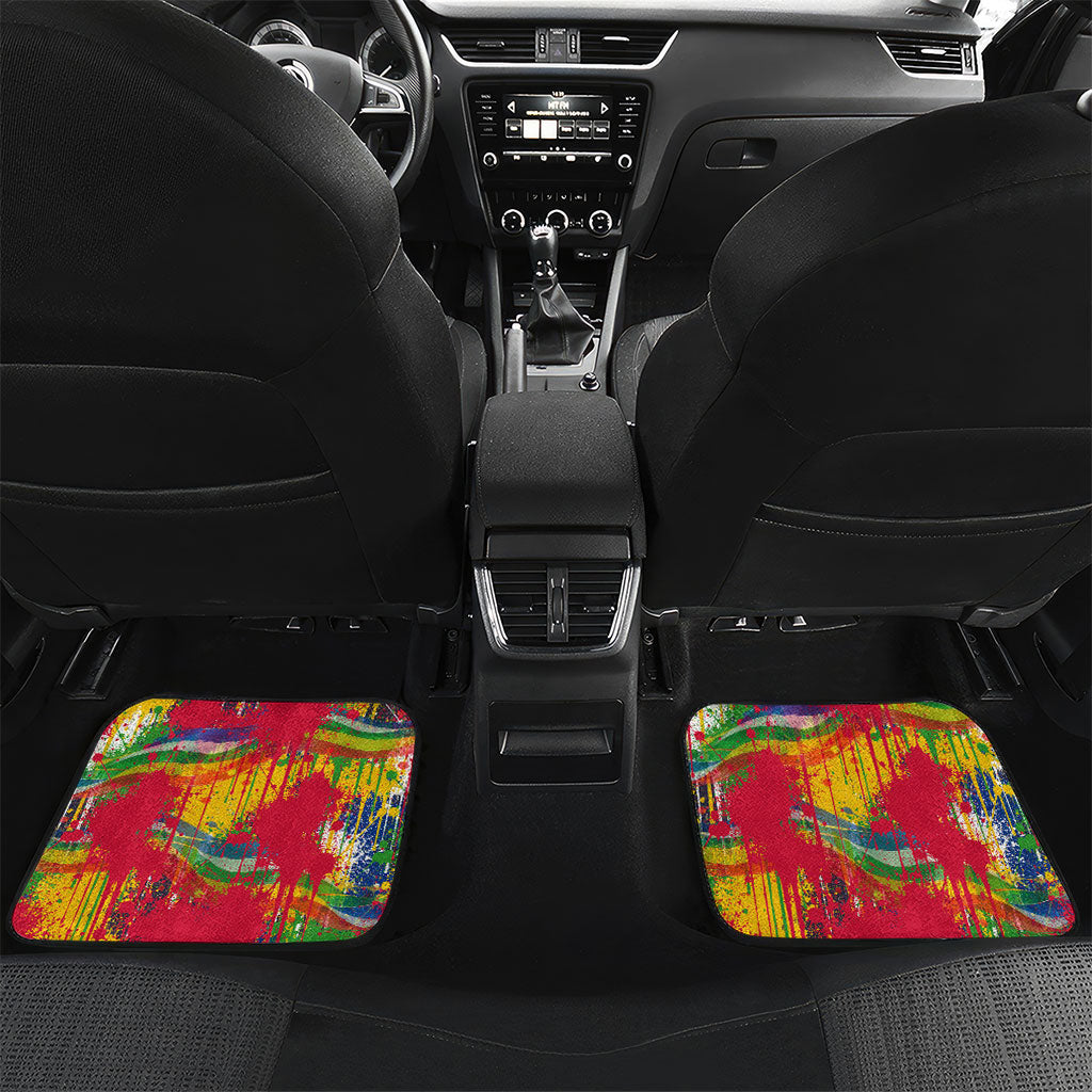 Central African Republic Day Car Mats Elephant Colorful Paint Splatter Map Tropical Flowers