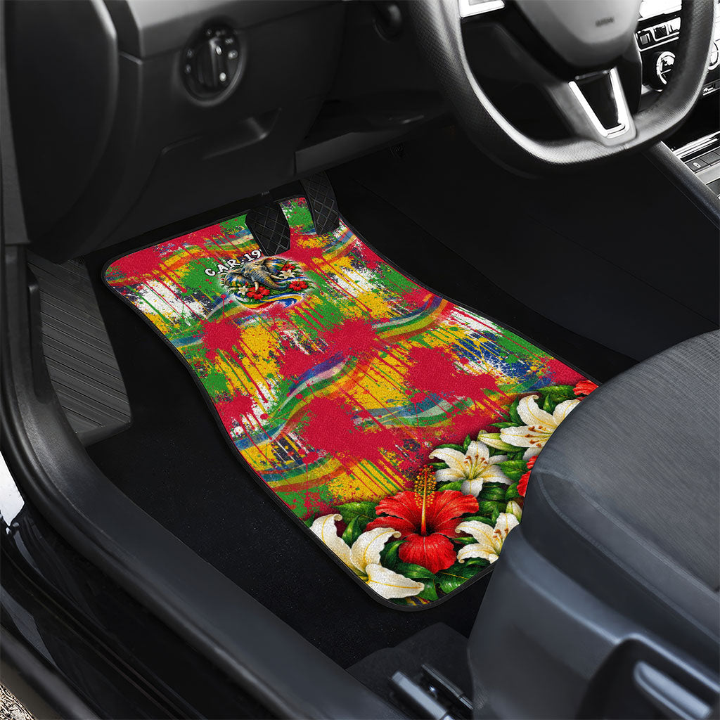 Central African Republic Day Car Mats Elephant Colorful Paint Splatter Map Tropical Flowers