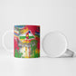 Central African Republic Day Ceramic Mug Elephant Colorful Paint Splatter Map Tropical Flowers