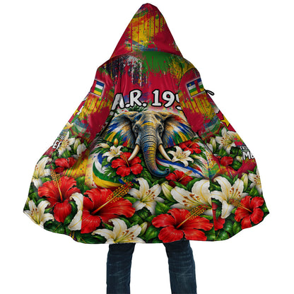 Central African Republic Day Cloak Elephant Colorful Paint Splatter Map Tropical Flowers