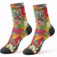 Central African Republic Day Crew Socks Elephant Colorful Paint Splatter Map Tropical Flowers