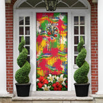 Central African Republic Day Door Cover Elephant Colorful Paint Splatter Map Tropical Flowers