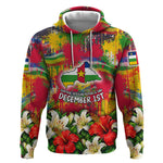 Central African Republic Day Hoodie Elephant Colorful Paint Splatter Map Tropical Flowers